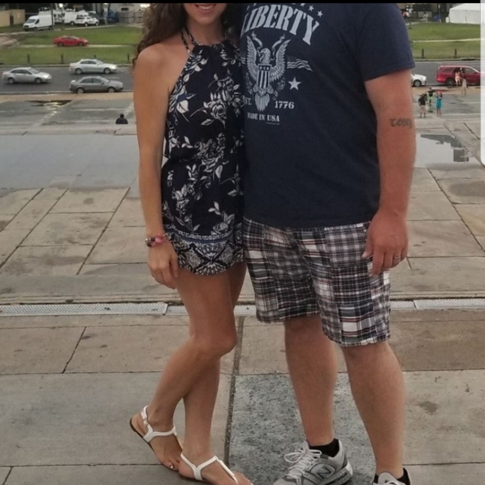 Angie Blue white floral halter pocketed romper - Picture 7 of 7